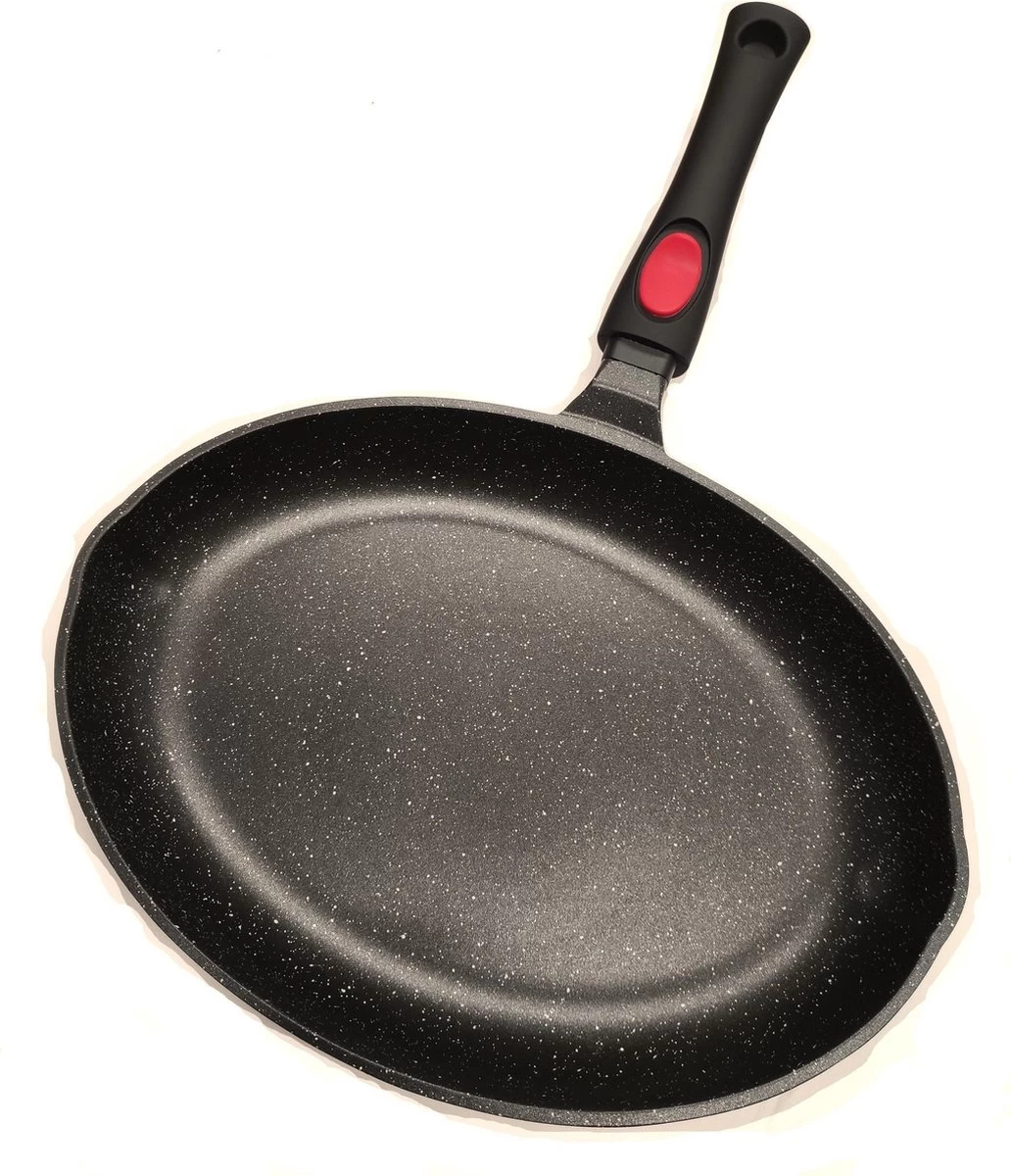 Satoshi Vispan Ø34 CM - Afneembare Handgreep - Marble Coating - Gietaluminium 1 Satoshi Vispan Ø34 CM - Afneembare Handgreep - Marble Coating - Gietaluminium