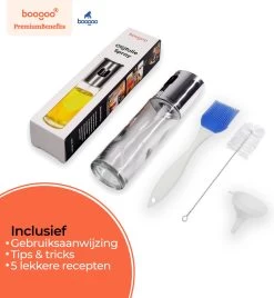BooGoo® - RVS Olijfolie Sprayer Extreme Deluxe - Olijfolie Fles Verstuiver Voor Keuken - Oliespray - Oliefles - BBQ Accesoires - Olie Pomp Bakspray - Cooking Spray -Demeyere Winkel 1104x1200