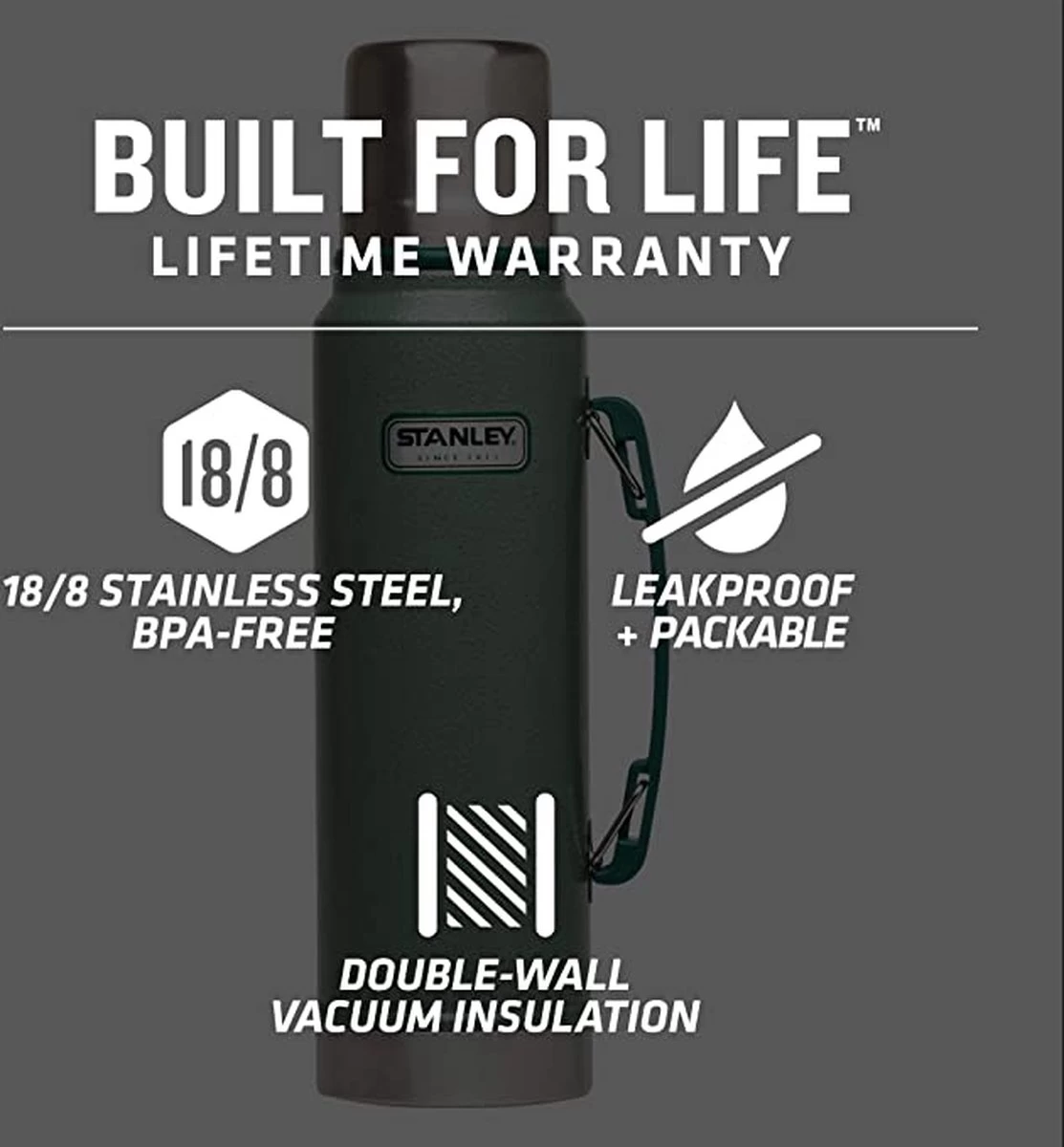 Stanley The Legendary Classic Bottle 1,40L - Thermosfles - Hammertone Green 6 Stanley The Legendary Classic Bottle 1,40L - Thermosfles - Hammertone Green - Afbeelding 6
