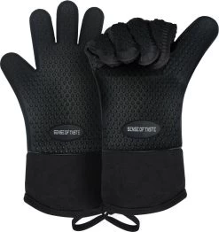 Sense Of Taste Ovenwanten - 2 Stuks - Ovenhandschoenen - Hittebestendig - 230°C - Siliconen - Zwart - Koken - Extra Lang