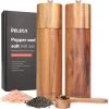 Deleca Luxe Peper En Zoutmolen Set - Zout / Pepermolen - Handmatig - Met Navul Lepel & Geschenkdoos - Acacia Hout - Rond