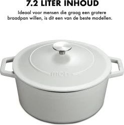 MOA Gietijzeren Braadpan - Inhoud 7,2 Liter - 30CM - Rond - Alle Warmtebronnen - Ook Voor Inductie - Gewicht 7,3 Kg - Wit - C30W -Demeyere Winkel 1192x1200 4
