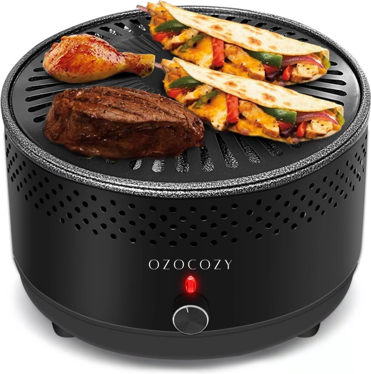 Ozocozy BBQ-ONE Houtskool Tafelbarbecue - Ø30 Cm- Zwart - Incl. Draagtas, Siliconen Bakkwast En RVS-Barbecuetang 1 Ozocozy BBQ-ONE Houtskool Tafelbarbecue - Ø30 Cm- Zwart - Incl. Draagtas, Siliconen Bakkwast En RVS-Barbecuetang