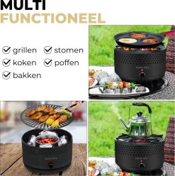 Ozocozy BBQ-ONE Houtskool Tafelbarbecue - Ø30 Cm- Zwart - Incl. Draagtas, Siliconen Bakkwast En RVS-Barbecuetang 19 Ozocozy BBQ-ONE Houtskool Tafelbarbecue - Ø30 Cm- Zwart - Incl. Draagtas, Siliconen Bakkwast En RVS-Barbecuetang -Demeyere Winkel 1193x1200 5