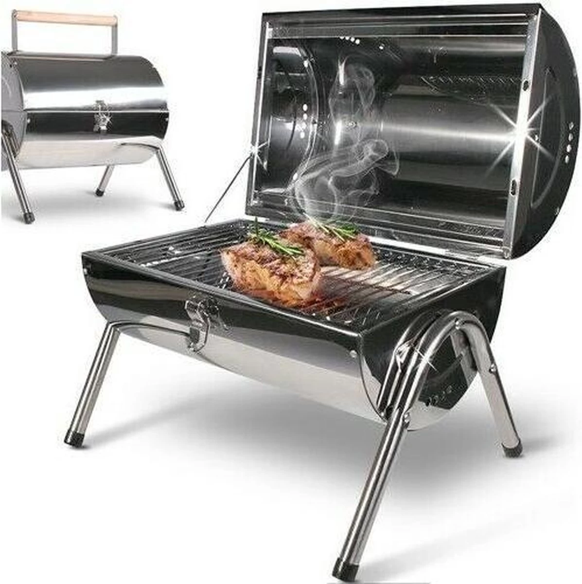 BBQ Collection Houtskoolbarbecue - Cilinder - Chroom 5 BBQ Collection Houtskoolbarbecue - Cilinder - Chroom - Afbeelding 5
