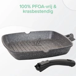 Coninx Grillpan 28CM - Steakpan - Afneembare Handgreep - PFAS-vrij - Grijs -Demeyere Winkel 1198x1200 12