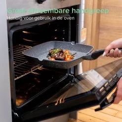 Coninx Grillpan 28CM - Steakpan - Afneembare Handgreep - PFAS-vrij - Grijs -Demeyere Winkel 1198x1200 13