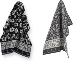Luxe Keukendoek En Theedoek Dragonfly Zwart Van Bunzlau Castle | 100% Biologisch Katoen | Keukendoek 60x53cm En Theedoek 65x65cm