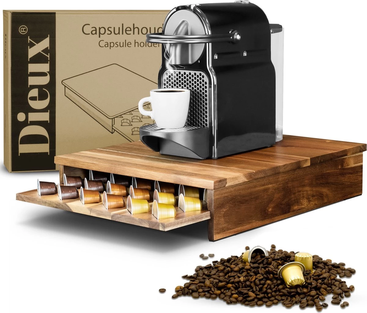 Dieux - Capsulehouder - 42 Capsules - Acacia Hout - Capsulehouder Nespresso - Luxe Kwaliteit - Nespresso - Cuphouder - Nespresso Cups - Cuphouder - Keuken - Koffie Apparaat - Pasen 1 Dieux - Capsulehouder - 42 Capsules - Acacia Hout - Capsulehouder Nespresso - Luxe Kwaliteit - Nespresso - Cuphouder - Nespresso Cups - Cuphouder - Keuken - Koffie Apparaat - Pasen