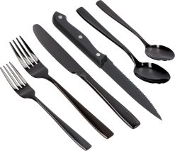 Deleca 6 Persoons Bestekset (36-delig) - Lepels, Messen, Vorken & Steakmessen - Vaatwasserbestendig - Zwart / RVS -Demeyere Winkel 1200x1036 3
