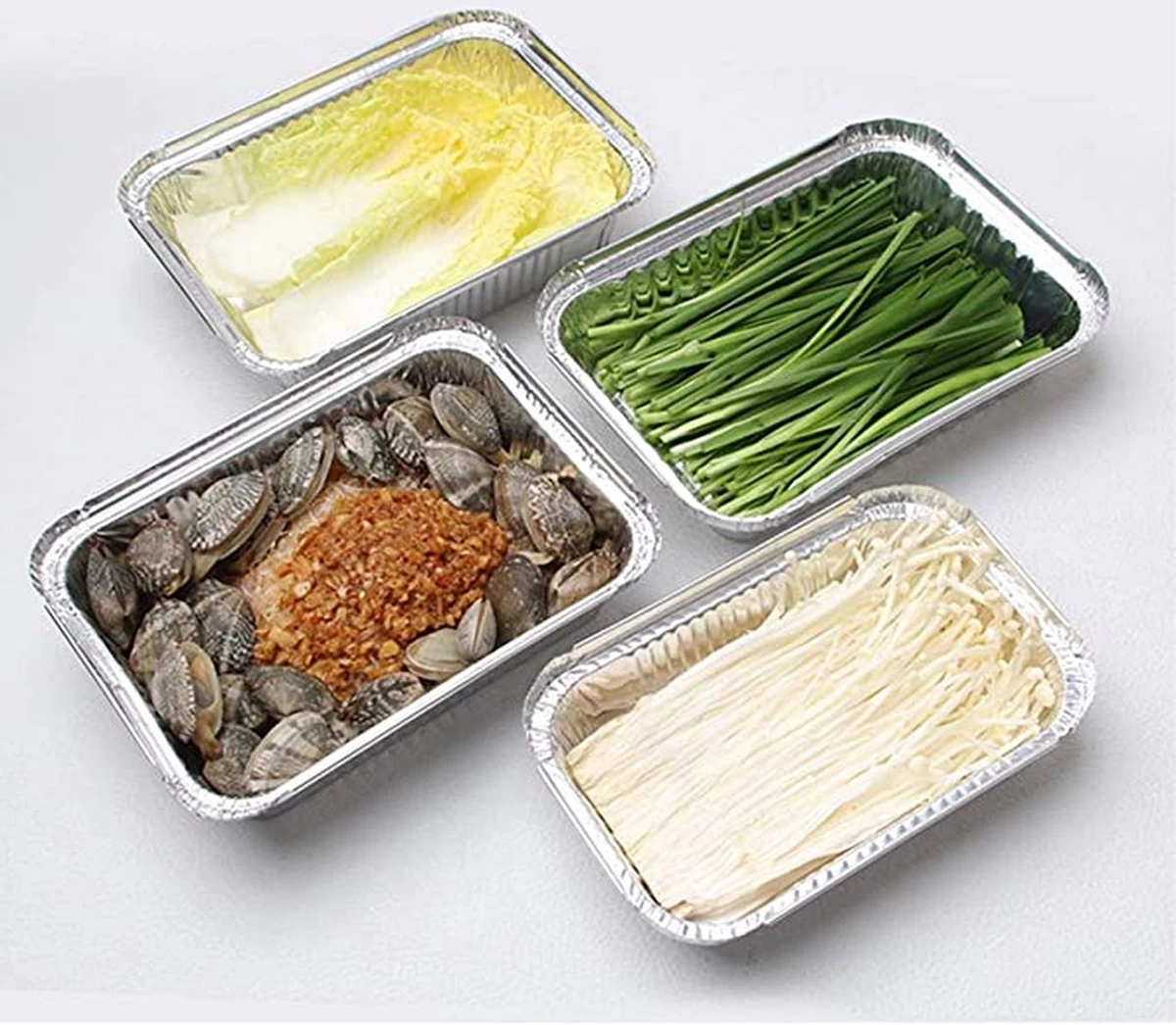 Rechthoekige Kapsalon Aluminium Bak 850cc - 100 Stuks 2 Rechthoekige Kapsalon Aluminium Bak 850cc - 100 Stuks - Afbeelding 2