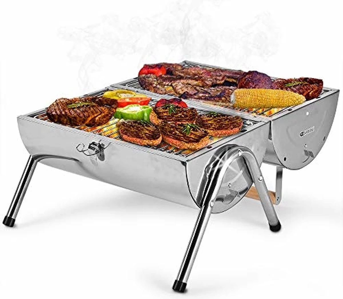 BBQ Collection Houtskoolbarbecue - Cilinder - Chroom 7 BBQ Collection Houtskoolbarbecue - Cilinder - Chroom - Afbeelding 7