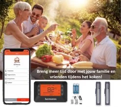Hermanos® Digitale BBQ Thermometer Draadloos - Vleesthermometer - Oventhermometer - Bluetooth Met App - 2 Meetsondes - Magneet - Incl. Batterijen -Demeyere Winkel 1200x1062 1