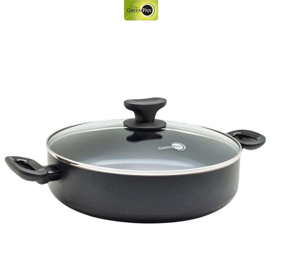 Greenpan Torino Keramische Hapjespan - 28 Cm - Met Glazen Deksel 1 Greenpan Torino Keramische Hapjespan - 28 Cm - Met Glazen Deksel