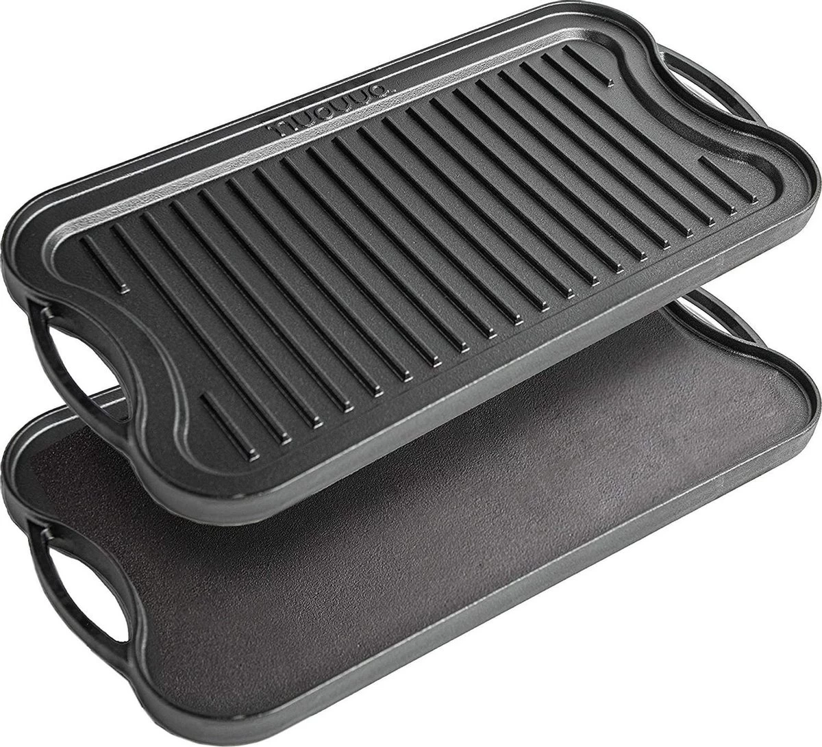 Nuovva Dubbelzijdig Gietijzeren Grillplaat - 50cm X 26cm 1 Nuovva Dubbelzijdig Gietijzeren Grillplaat - 50cm X 26cm