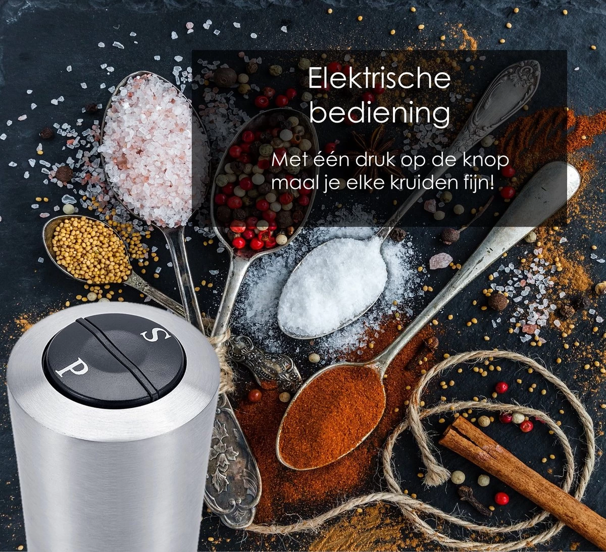 KROMS Peper En Zoutmolen Set - Peper En Zoutmolen Set Elektrisch -2 In 1 - Instelbare Maalgraad - Pepermolen - Zoutmolen - Peper En Zoutmolen Elektrisch 3 KROMS Peper En Zoutmolen Set - Peper En Zoutmolen Set Elektrisch -2 In 1 - Instelbare Maalgraad - Pepermolen - Zoutmolen - Peper En Zoutmolen Elektrisch - Afbeelding 3