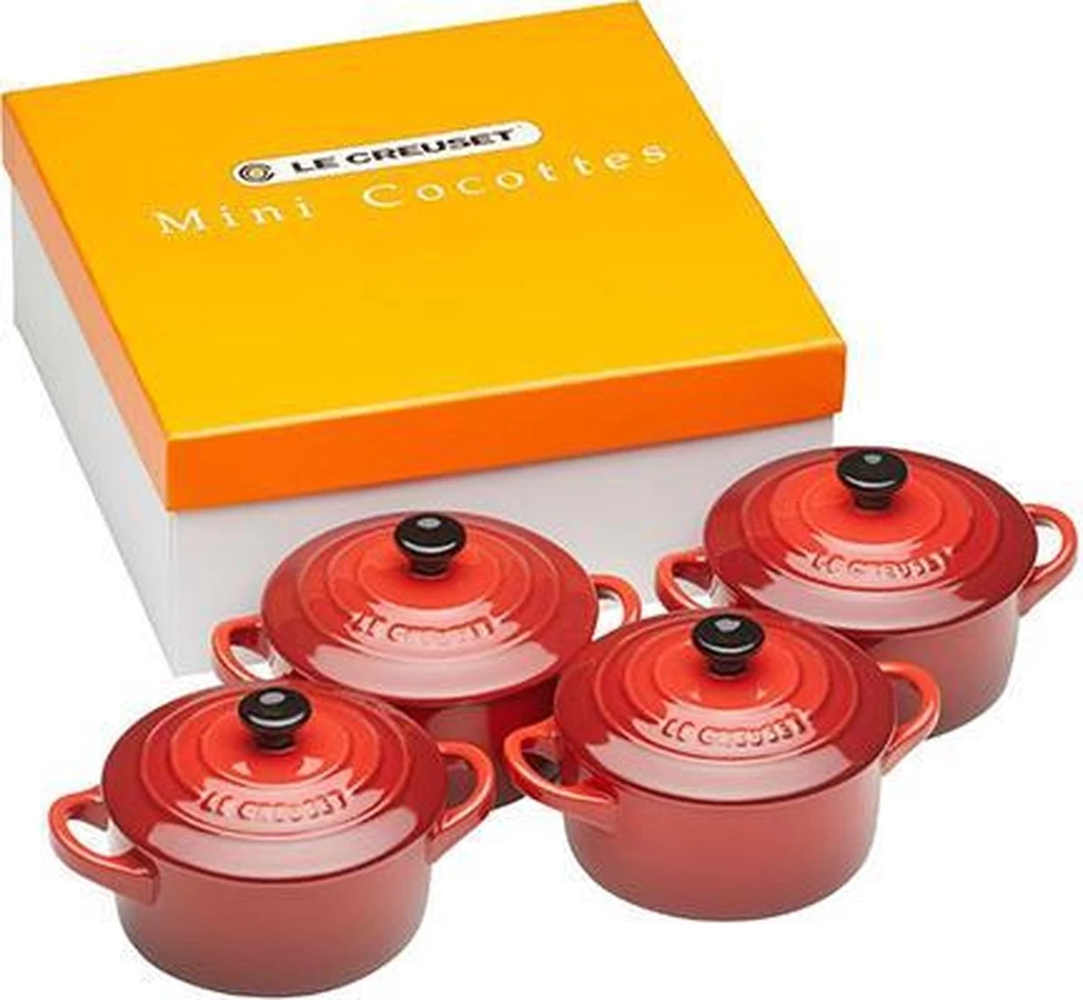 Le Creuset Aardewerken Mini Pannetjes Set Van 4 Stuks Kersenrood 2 Le Creuset Aardewerken Mini Pannetjes Set Van 4 Stuks Kersenrood - Afbeelding 2