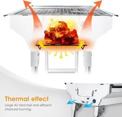 Uten - Houtskoolbarbecue - Opvouwbare Barbecue - Houtskoolbarbecues - Draagbare Camping Barbecue - 430 Roestvrij Staal Grill BBQ - 5-10 Persoon Tuin Buitenfeest - Zilver -Demeyere Winkel 1200x1152 3