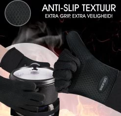 Sense Of Taste Ovenwanten - 2 Stuks - Ovenhandschoenen - Hittebestendig - 230°C - Siliconen - Zwart - Koken - Extra Lang -Demeyere Winkel 1200x1154