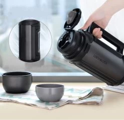 Lock&Lock Thermoskan - Isoleerkan - Thee En Koffie - Lekvrij - 1,5 Liter - RVS - Inklapbaar Handvat - Zwart -Demeyere Winkel 1200x1155 6