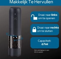 GOV Elektrische Peper- En Zoutmolen Zwart XL Set Oplaadbaar - Pepermolen - Peper En Zoutstel 6 GOV Elektrische Peper- En Zoutmolen Zwart XL Set Oplaadbaar - Pepermolen - Peper En Zoutstel -Demeyere Winkel 1200x1156 2