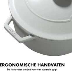 MOA Gietijzeren Braadpan - Inhoud 7,2 Liter - 30CM - Rond - Alle Warmtebronnen - Ook Voor Inductie - Gewicht 7,3 Kg - Wit - C30W -Demeyere Winkel 1200x1181