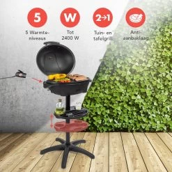KitchenBrothers Elektrische BBQ - Met Grillplaat - Anti-aanbaklaag - Incl. Plank/Houders - Grilloppervlak 46,5x33,8cm - Tot 300°C - 2400W - Zwart -Demeyere Winkel 1200x1200 1009