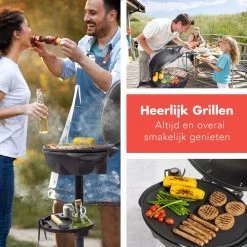 KitchenBrothers Elektrische BBQ - Met Grillplaat - Anti-aanbaklaag - Incl. Plank/Houders - Grilloppervlak 46,5x33,8cm - Tot 300°C - 2400W - Zwart -Demeyere Winkel 1200x1200 1014