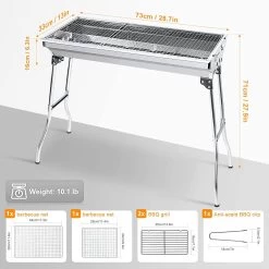 Uten - Houtskoolbarbecue - Opvouwbare Barbecue - Houtskoolbarbecues - Draagbare Camping Barbecue - 430 Roestvrij Staal Grill BBQ - 5-10 Persoon Tuin Buitenfeest - Zilver -Demeyere Winkel 1200x1200 1037