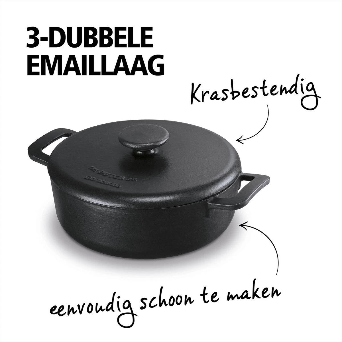 BRABANTIA THE DUTCH Gietijzeren Braadpan - Ø 28cm - MAT Zwart - Inductie 3 BRABANTIA THE DUTCH Gietijzeren Braadpan - Ø 28cm - MAT Zwart - Inductie - Afbeelding 3