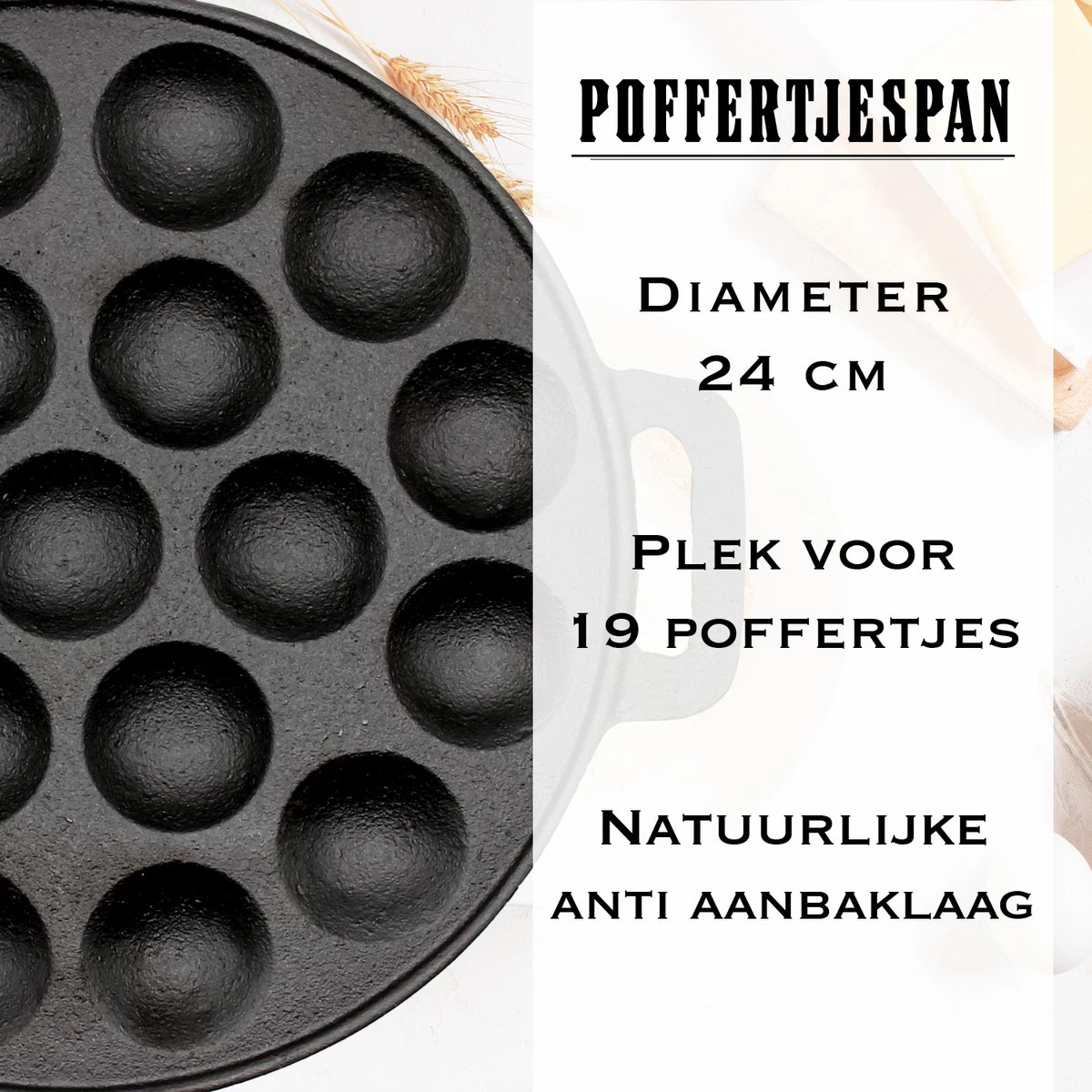 IRONO Poffertjespan Set - Incl. Doseerfles, Kwast En Vork - Poffertjespan Inductie En Electrisch - Poffertjesmaker 19 Poffertjes - Poffertjes Maken - Spuitfles - Cadeau Voor Mannen En Vrouwen 2 IRONO Poffertjespan Set - Incl. Doseerfles, Kwast En Vork - Poffertjespan Inductie En Electrisch - Poffertjesmaker 19 Poffertjes - Poffertjes Maken - Spuitfles - Cadeau Voor Mannen En Vrouwen - Afbeelding 2