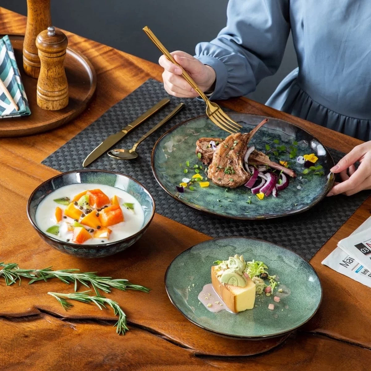 Serviesset 8 Personen - 24 Delig - Handgemaakt Keramiek - Vancasso Groen 4 Serviesset 8 Personen - 24 Delig - Handgemaakt Keramiek - Vancasso Groen - Afbeelding 4