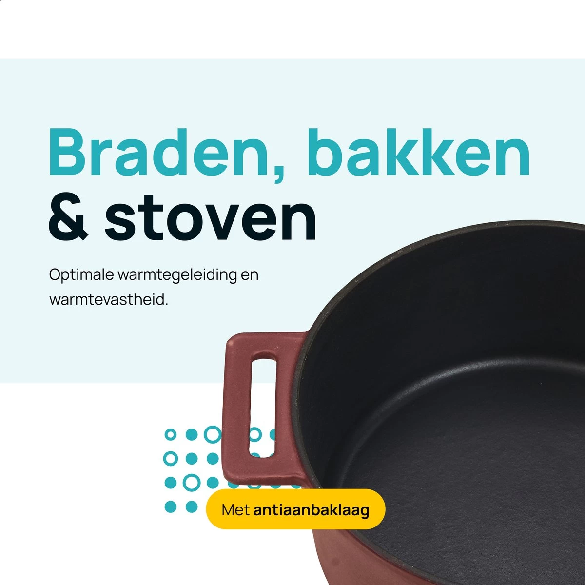 MOA Gietijzeren Braadpan - Inhoud 4,75 Liter - 26CM - Rond - Alle Warmtebronnen - Ook Voor Inductie - Gewicht 5,8 Kg - Bordeaux Rood - MC26BR 4 MOA Gietijzeren Braadpan - Inhoud 4,75 Liter - 26CM - Rond - Alle Warmtebronnen - Ook Voor Inductie - Gewicht 5,8 Kg - Bordeaux Rood - MC26BR - Afbeelding 4