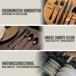 OEC Kitchen Bestekset 36-delig - Zwart - 6 Persoons - Steakmessen - Messen - Vorken - Lepels - RVS 12 OEC Kitchen Bestekset 36-delig - Zwart - 6 Persoons - Steakmessen - Messen - Vorken - Lepels - RVS -Demeyere Winkel 1200x1200 531