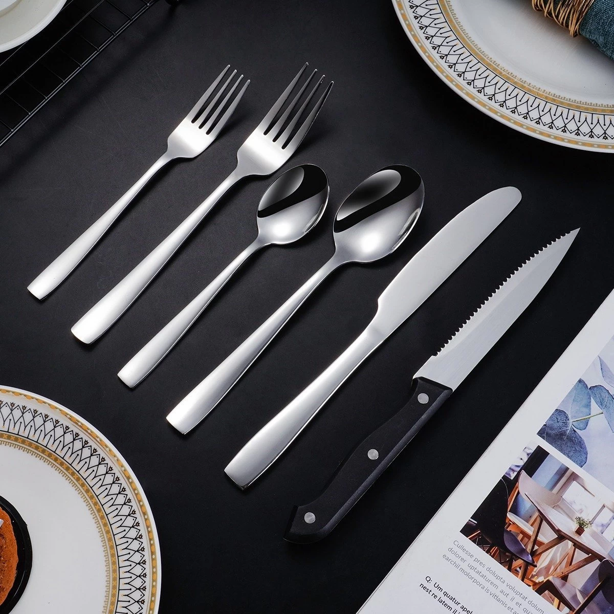 Deleca 8 Persoons Bestekset (48-delig) - Lepels, Messen, Vorken & Steakmessen - Vaatwasserbestendig - Zilver / RVS 3 Deleca 8 Persoons Bestekset (48-delig) - Lepels, Messen, Vorken & Steakmessen - Vaatwasserbestendig - Zilver / RVS - Afbeelding 3