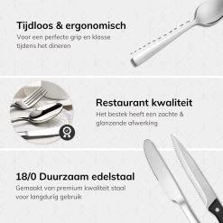 Deleca 8 Persoons Bestekset (48-delig) - Lepels, Messen, Vorken & Steakmessen - Vaatwasserbestendig - Zilver / RVS 15 Deleca 8 Persoons Bestekset (48-delig) - Lepels, Messen, Vorken & Steakmessen - Vaatwasserbestendig - Zilver / RVS -Demeyere Winkel 1200x1200 555