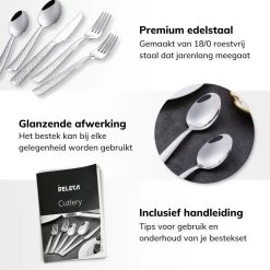 Deleca 6 Persoons Bestekset Deluxe (30-delig) - Vorken, Lepels En Messen - Vaatwasserbestendig - Gehamerd - Zilver / RVS -Demeyere Winkel 1200x1200 571