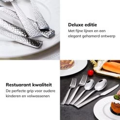 Deleca 6 Persoons Bestekset Deluxe (30-delig) - Vorken, Lepels En Messen - Vaatwasserbestendig - Gehamerd - Zilver / RVS -Demeyere Winkel 1200x1200 572