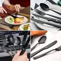 Deleca 6 Persoons Bestekset (36-delig) - Lepels, Messen, Vorken & Steakmessen - Vaatwasserbestendig - Zwart / RVS -Demeyere Winkel 1200x1200 582