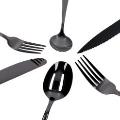 Deleca 6 Persoons Bestekset (36-delig) - Lepels, Messen, Vorken & Steakmessen - Vaatwasserbestendig - Zwart / RVS -Demeyere Winkel 1200x1200 585