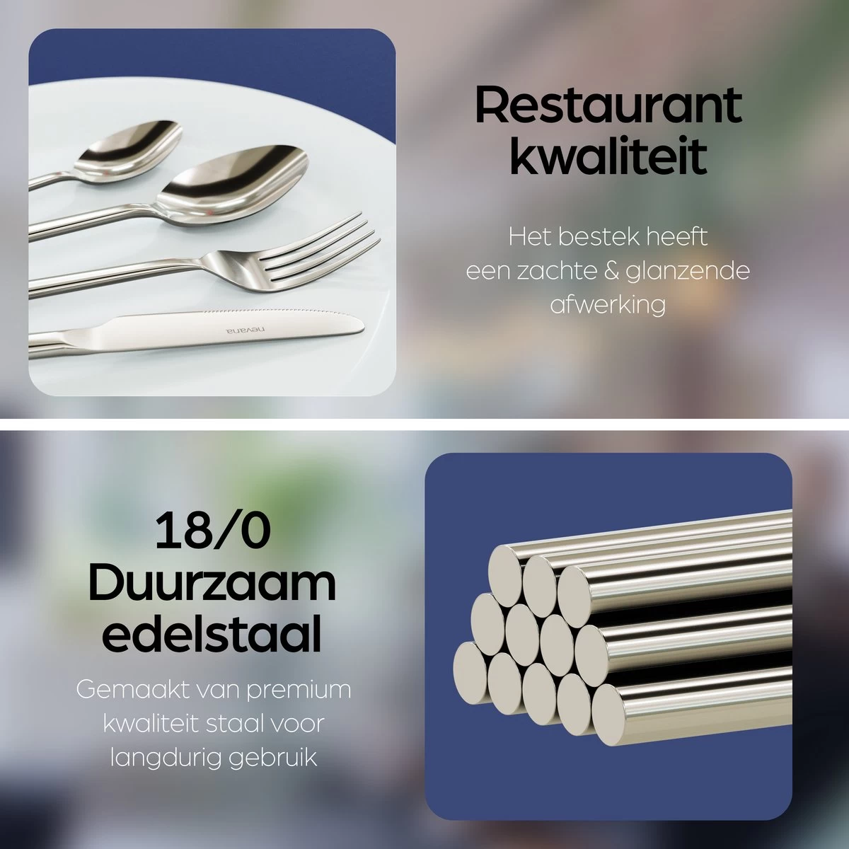 Nevana Bestekset - 24 Delig - 18/10 Edelstaal - Bestek - Lepels, Messen, Vorken 4 Nevana Bestekset - 24 Delig - 18/10 Edelstaal - Bestek - Lepels, Messen, Vorken - Afbeelding 4