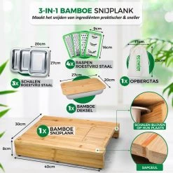 Ecowize 3-in-1 Bamboe Snijplank Met Opvangbak - Snijplank Hout Incl. 3 Roestvrijstalen Opvangbakjes Met Bamboe Deksel, 4 Inzetbare Raspen - Groentesnijder, Hakblok, Borrelplank, Tapasplank, Broodplank - 40x30cm - Duurzaam Cadeau 13 Ecowize 3-in-1 Bamboe Snijplank Met Opvangbak - Snijplank Hout Incl. 3 Roestvrijstalen Opvangbakjes Met Bamboe Deksel, 4 Inzetbare Raspen - Groentesnijder, Hakblok, Borrelplank, Tapasplank, Broodplank - 40x30cm - Duurzaam Cadeau -Demeyere Winkel 1200x1200 618