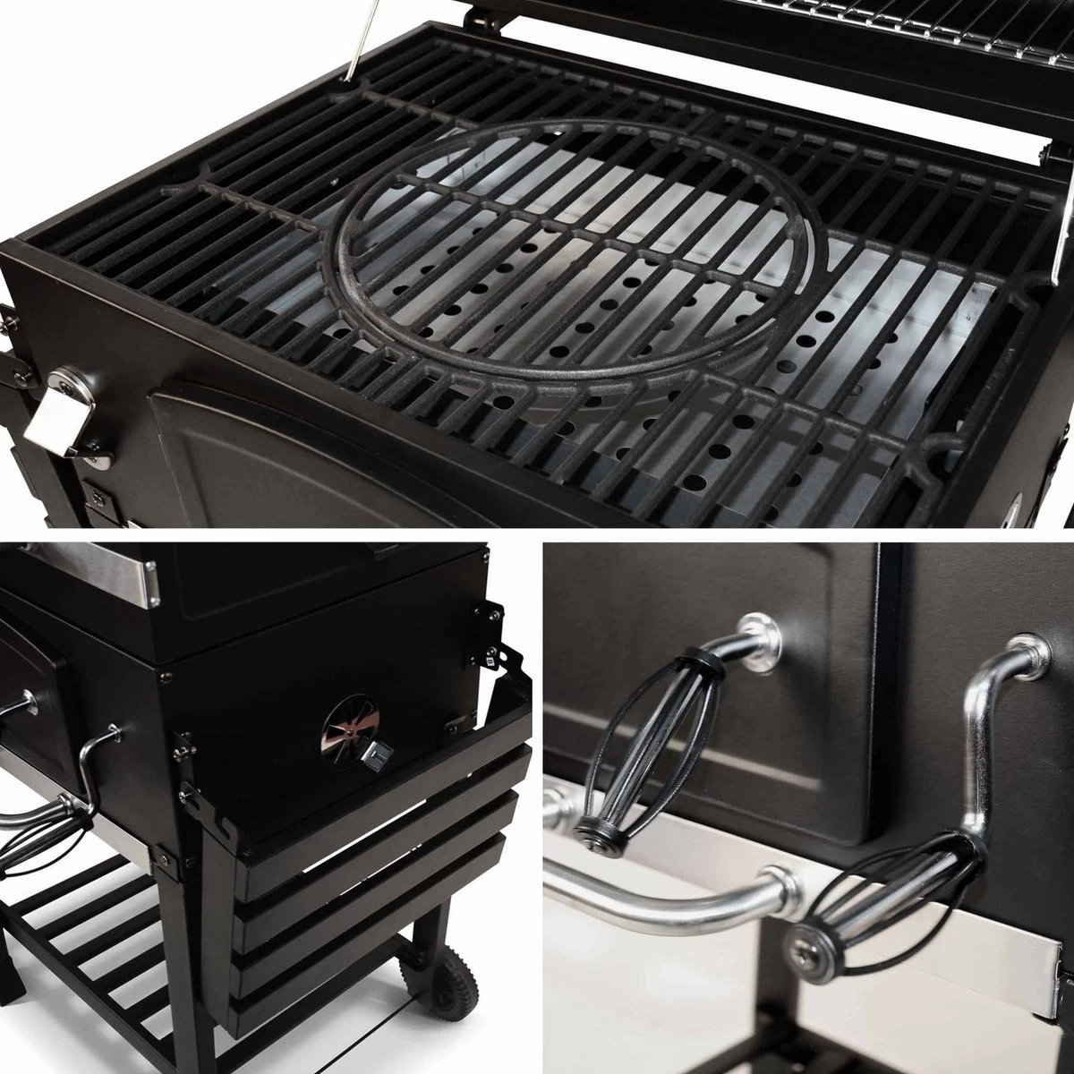 Alice's Garden Houtskool BBQ Bernard - Smoker - Verstelbare Houtskoolbak - Zwart 8 Alice's Garden Houtskool BBQ Bernard - Smoker - Verstelbare Houtskoolbak - Zwart - Afbeelding 8