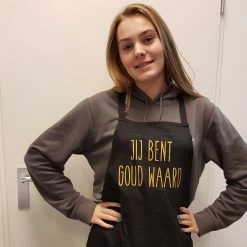 Keukenschort Met Grappige Tekst Bedrukt Cadeau Jij Bent Goud Waard| Katoenen Barbecueschort Keuken BBQ Schort Kookschort Kokschort | Opa Oma Mama Papa Juf Meester Bedanken Collega Vriendin Juffendag Vaderdag Moederdag Verjaardag Man Vrouw -Demeyere Winkel 1200x1200 645