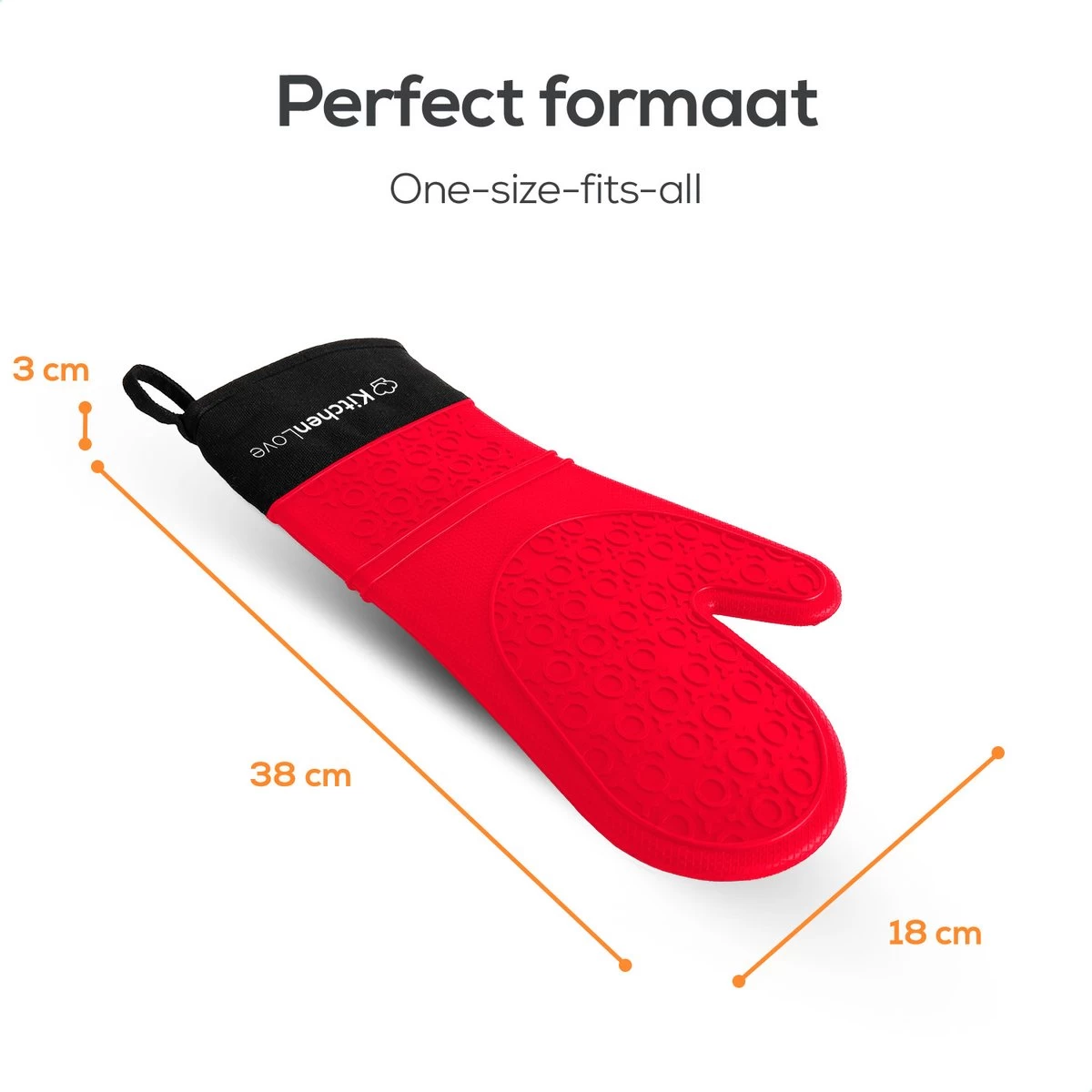 KitchenLove Ovenwanten - 2 Stuks Ovenhandschoenen - Hittebestendig Tot 250 °C - Siliconen - Rood 5 KitchenLove Ovenwanten - 2 Stuks Ovenhandschoenen - Hittebestendig Tot 250 °C - Siliconen - Rood - Afbeelding 5