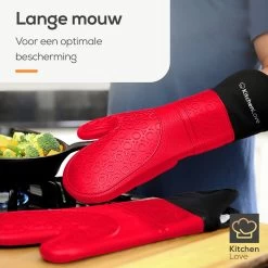 KitchenLove Ovenwanten - 2 Stuks Ovenhandschoenen - Hittebestendig Tot 250 °C - Siliconen - Rood 17 KitchenLove Ovenwanten - 2 Stuks Ovenhandschoenen - Hittebestendig Tot 250 °C - Siliconen - Rood -Demeyere Winkel 1200x1200 664