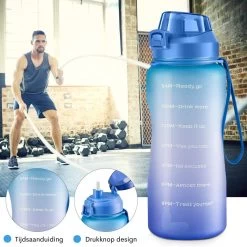 FLOOQ Motivatie Waterfles Zwart - 2 Liter Drinkfles - BPA Vrij - Waterfles Met Tijdsmarkering -Demeyere Winkel 1200x1200 686