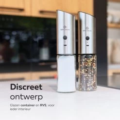 101Products Peper- & Zoutmolen Elektrisch - USB Oplaadbaar - Pepermolen - Zoutmolen - RVS -Demeyere Winkel 1200x1200 693