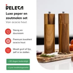 Deleca Luxe Peper En Zoutmolen Set - Zout / Pepermolen - Handmatig - Met Navul Lepel & Geschenkdoos - Acacia Hout - Rond 14 Deleca Luxe Peper En Zoutmolen Set - Zout / Pepermolen - Handmatig - Met Navul Lepel & Geschenkdoos - Acacia Hout - Rond -Demeyere Winkel 1200x1200 738