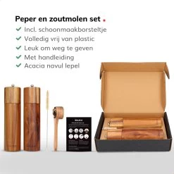 Deleca Luxe Peper En Zoutmolen Set - Zout / Pepermolen - Handmatig - Met Navul Lepel & Geschenkdoos - Acacia Hout - Rond 20 Deleca Luxe Peper En Zoutmolen Set - Zout / Pepermolen - Handmatig - Met Navul Lepel & Geschenkdoos - Acacia Hout - Rond -Demeyere Winkel 1200x1200 744